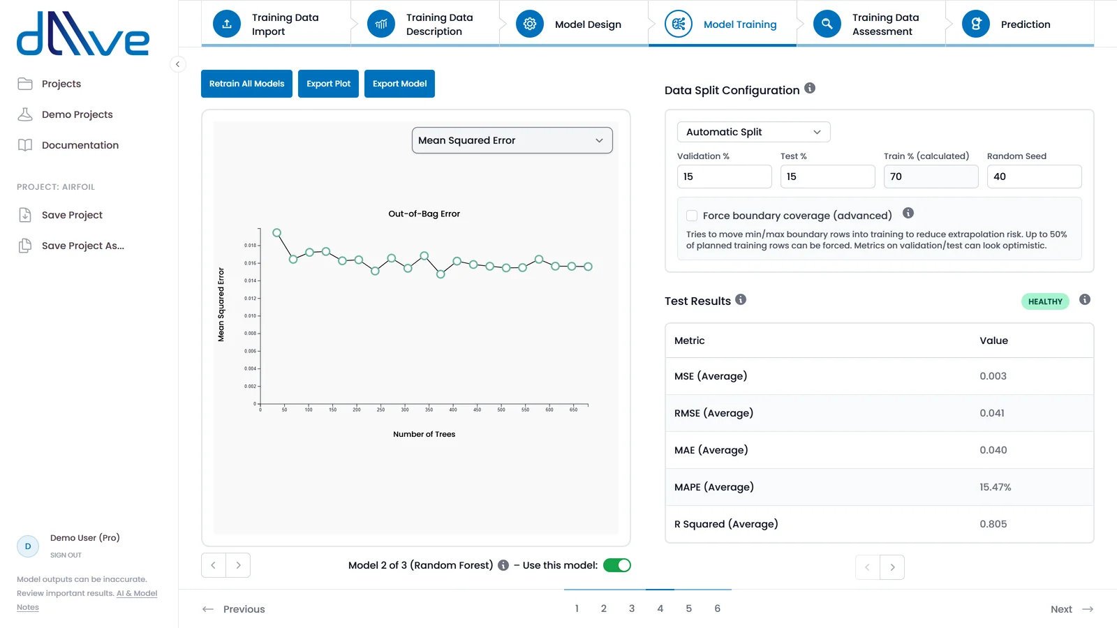 dAIve Predict: Train and compare